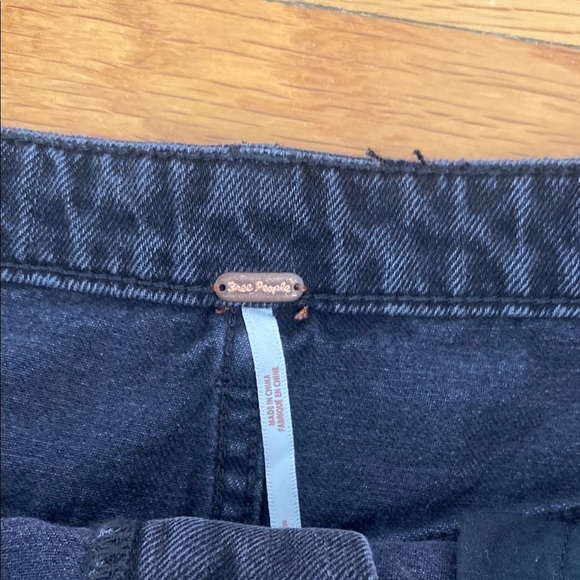 Free People Distressed Black Denim Mini Skirt - Picture 3 of 6